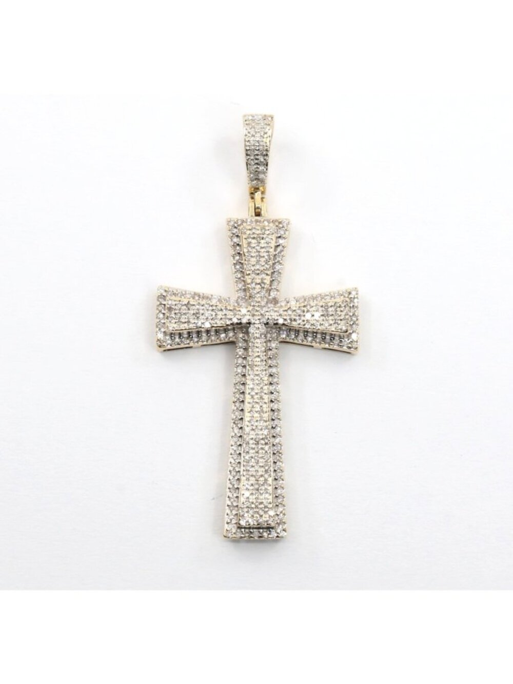 Unique 10K Solid Two Tone Multi Color Gold Designer Diamond Cross Pendant Charm